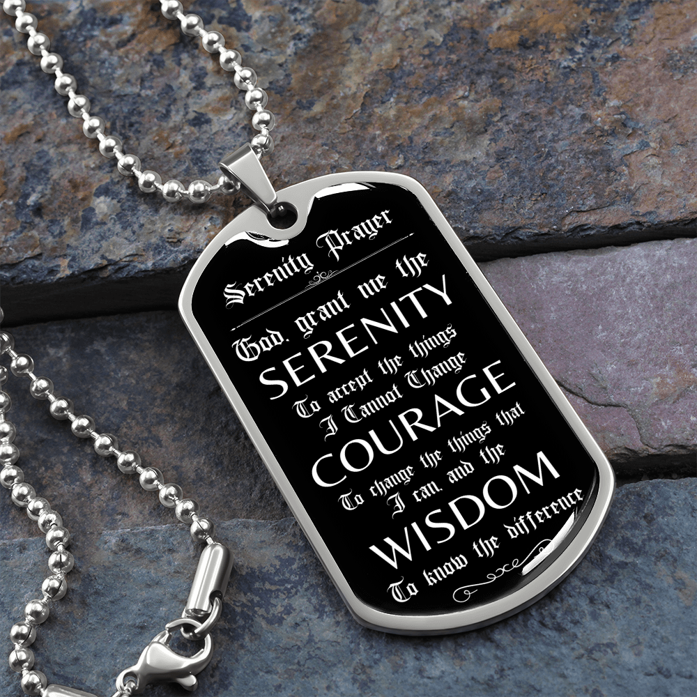 mens sobriety gift silver Custom Recovery Dog Tag | Inspiring Sobriety | Serenity Prayer