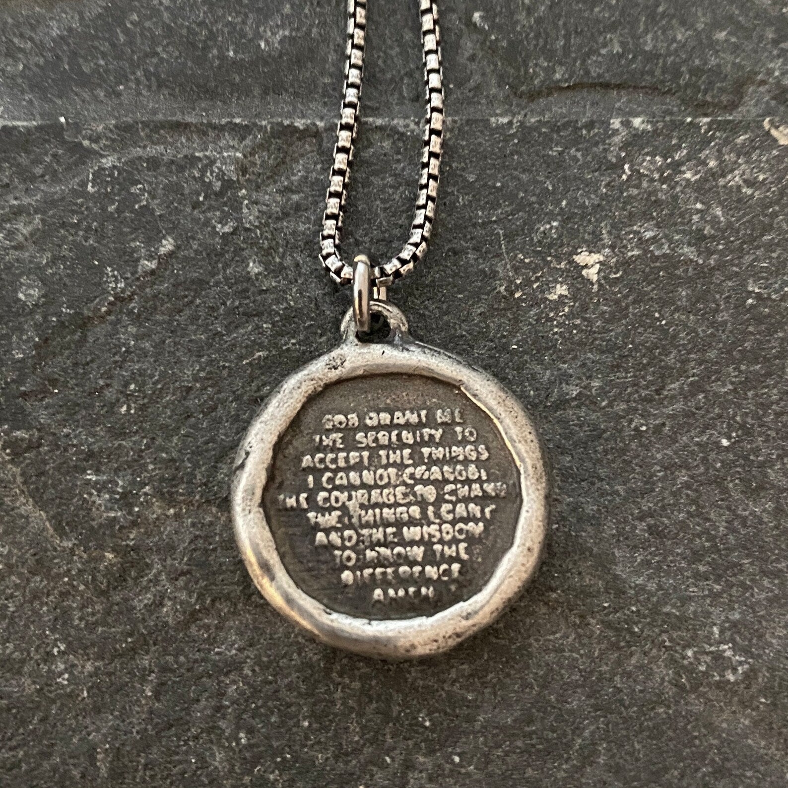 Sterling Silver Serenity Prayer and Cross Pendant w/ Sterling Necklace | Inspiring Sobriety