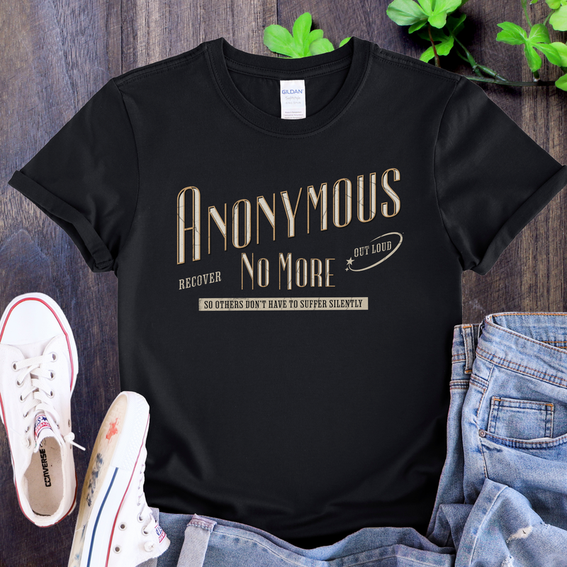 black Recovery Unisex T-Shirt | Inspiring Sobriety |  Anonymous No More , Recover Out Loud