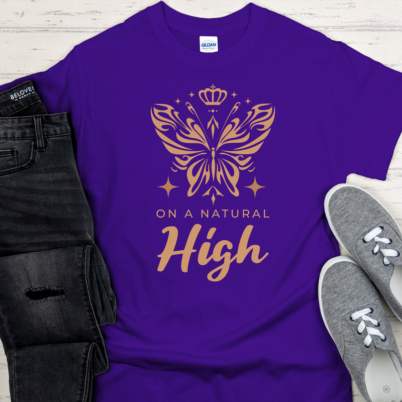 purple Recovery Unisex T-Shirt | Inspiring Sobriety | On a Natural High