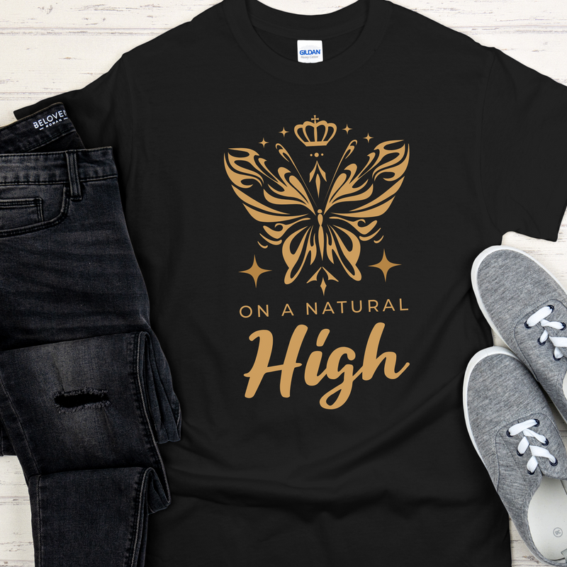 Recovery Unisex T-Shirt | Inspiring Sobriety | On a Natural High Butterfly