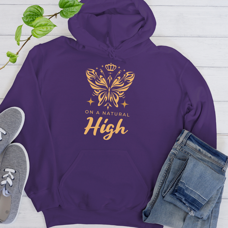 purple Recovery Hoodie | Inspiring Sobriety |  On a Natural High Butterfly