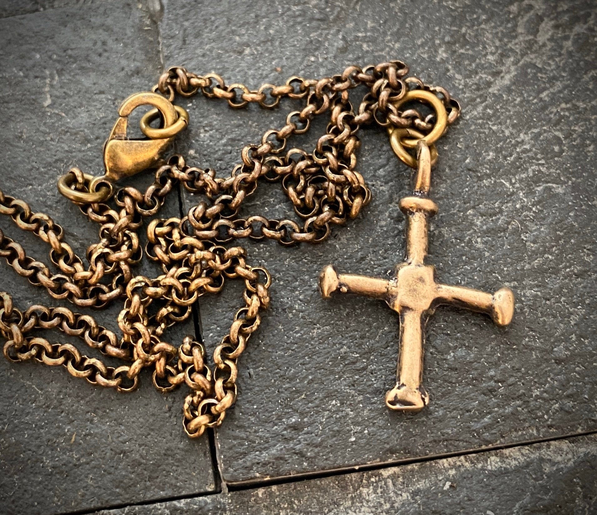 Ancient Viking Cross Antiqued Solid Bronze Necklace | Inspiring Sobriety