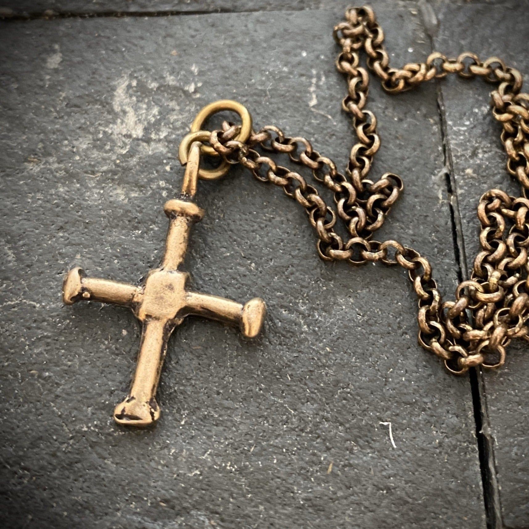 Ancient Viking Cross Antiqued Solid Bronze Necklace | Inspiring Sobriety
