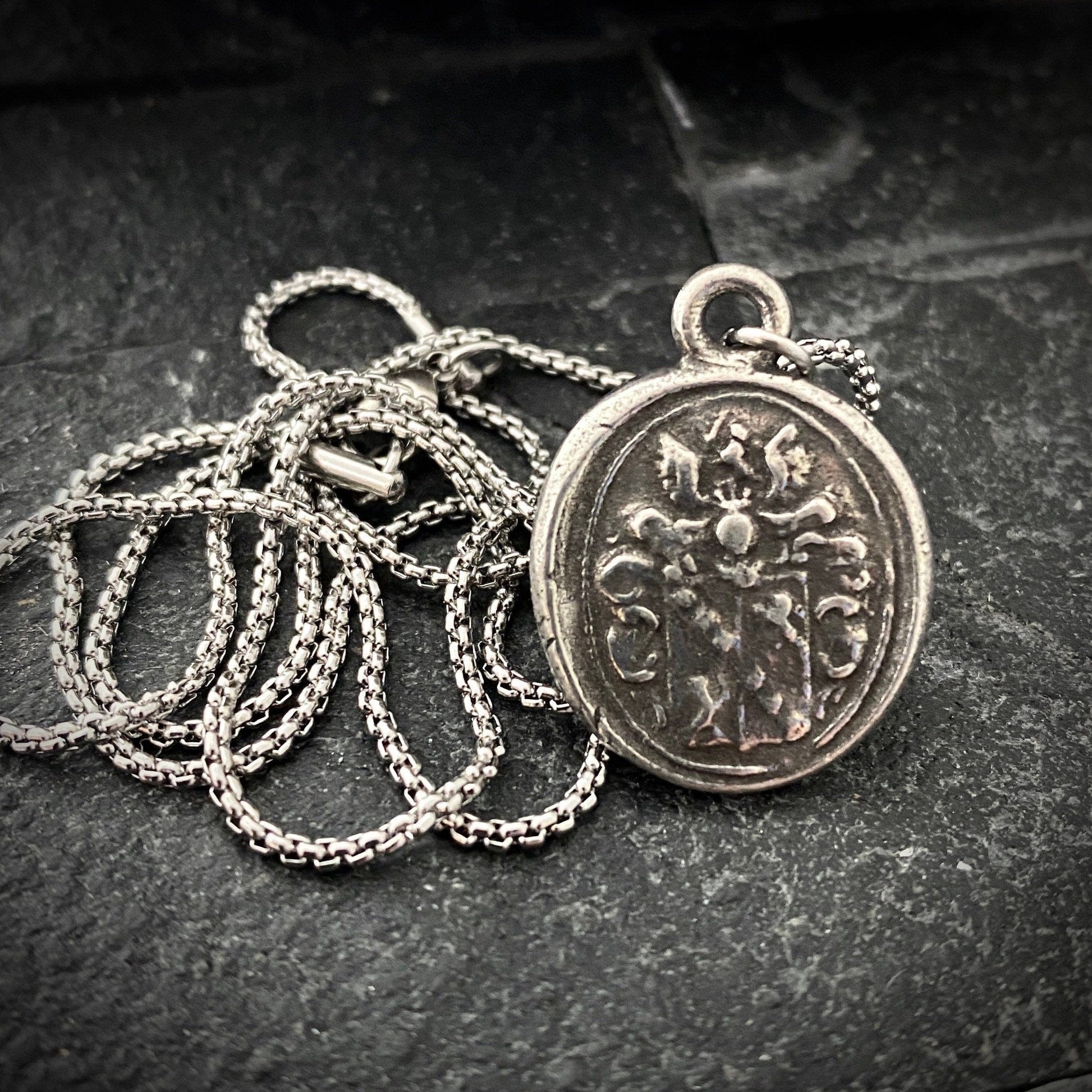 Antique Seal Pewter Charm Necklace | Inspiring Sobriety