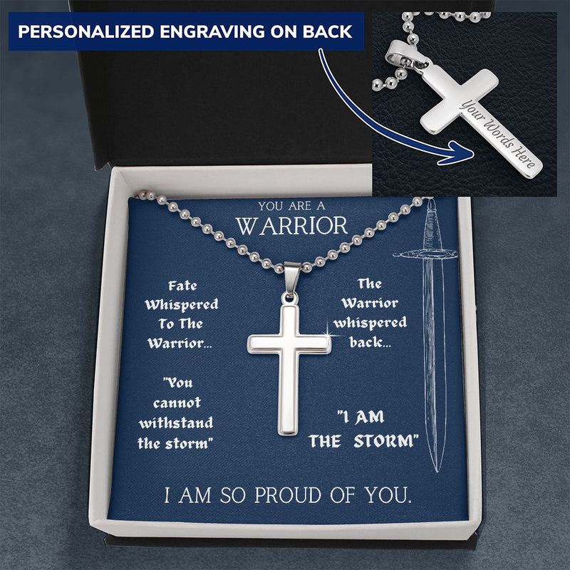 mens engravable christian cross silver steel necklace