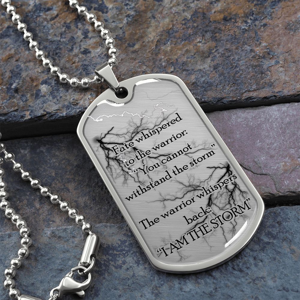 Custom "The Warrior and The Storm" Recovery or Deployment Gift Dog Tag Chain