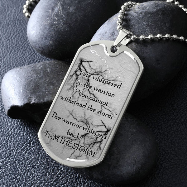 Custom "The Warrior and The Storm" Recovery or Deployment Gift Dog Tag Chain