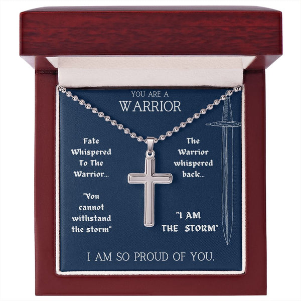 Mens Recovery Cross Necklace | Inspiring Sobriety | The Warrior and The Storm