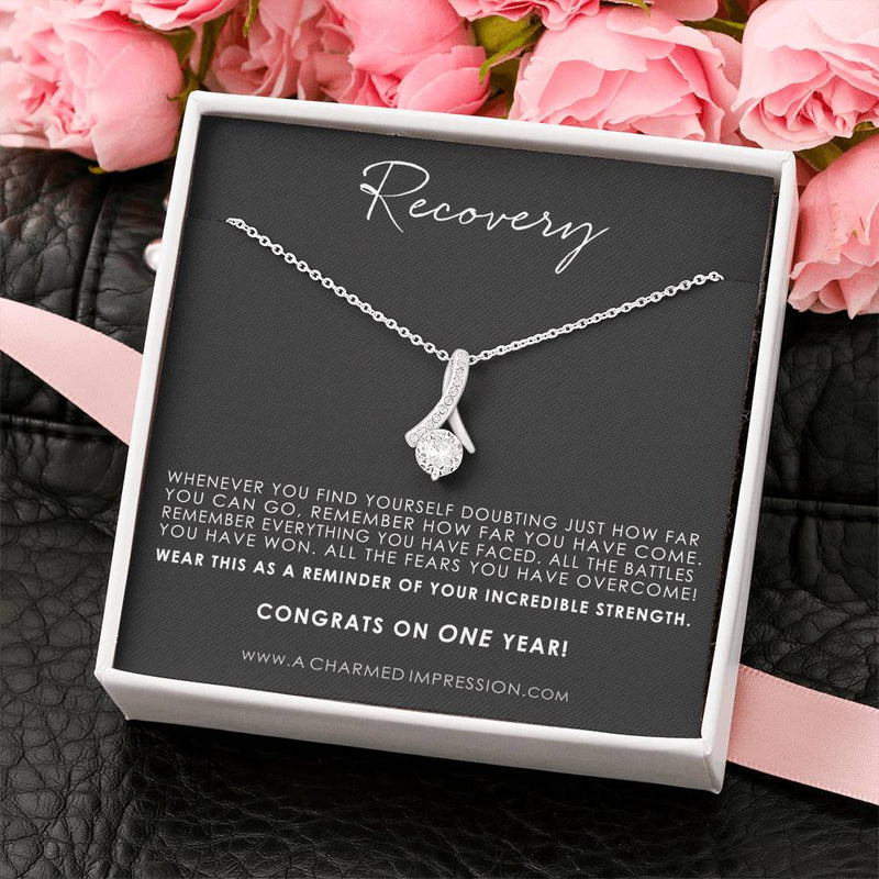 Recovery Gift Necklace, Fighter Jewelry, Eating Disorder, NA, AA Gifts Women, Sobriety Anniversary, Sober Birthday