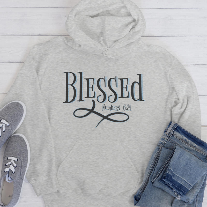 heather gray Bible Verse Unisex Hoodie | Inspiring Sobriety |  Blessed Numbers 6:24