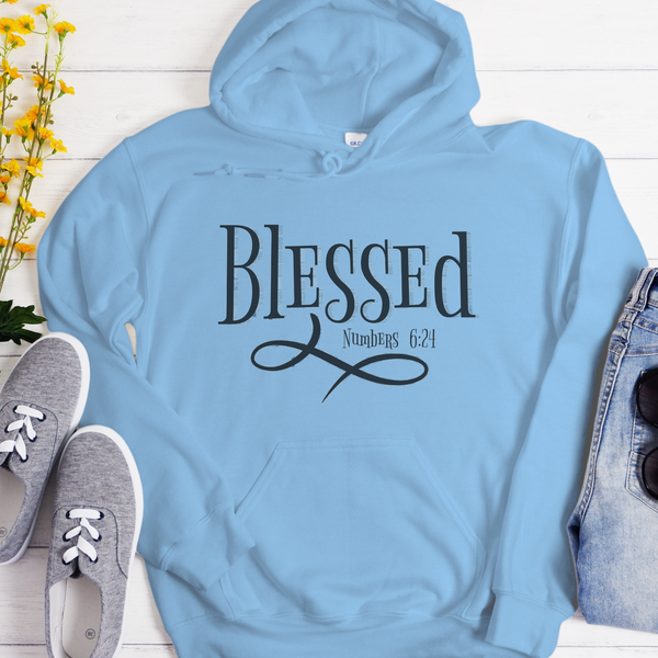 light blue Bible Verse Unisex Hoodie | Inspiring Sobriety |  Blessed Numbers 6:24