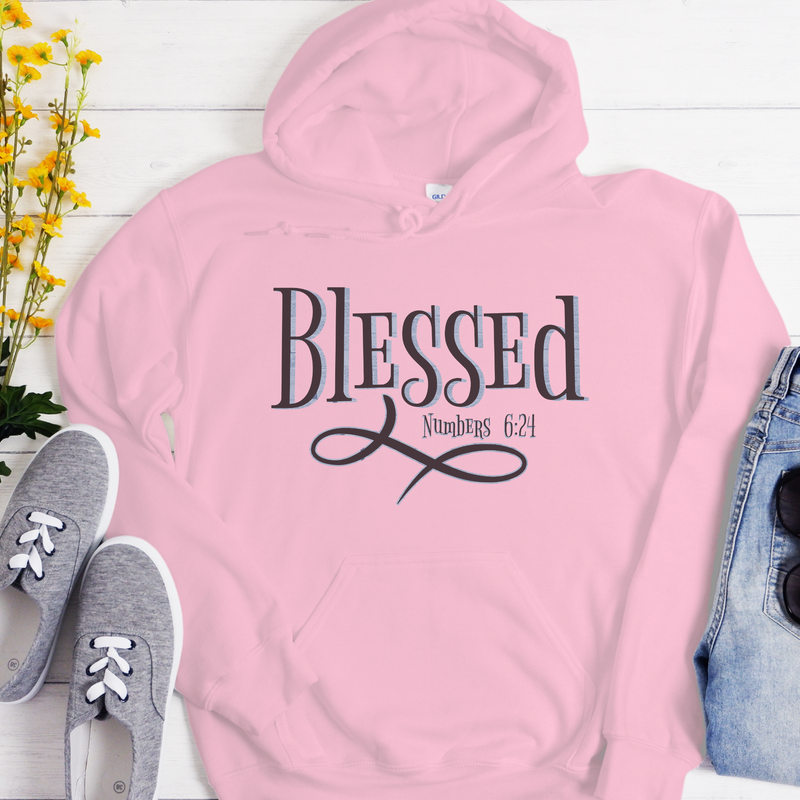 light pink Bible Verse Unisex Hoodie | Inspiring Sobriety |  Blessed Numbers 6:24