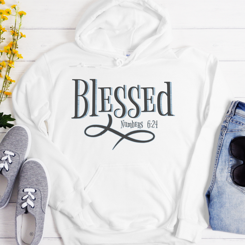 white Bible Verse Unisex Hoodie | Inspiring Sobriety |  Blessed Numbers 6:24