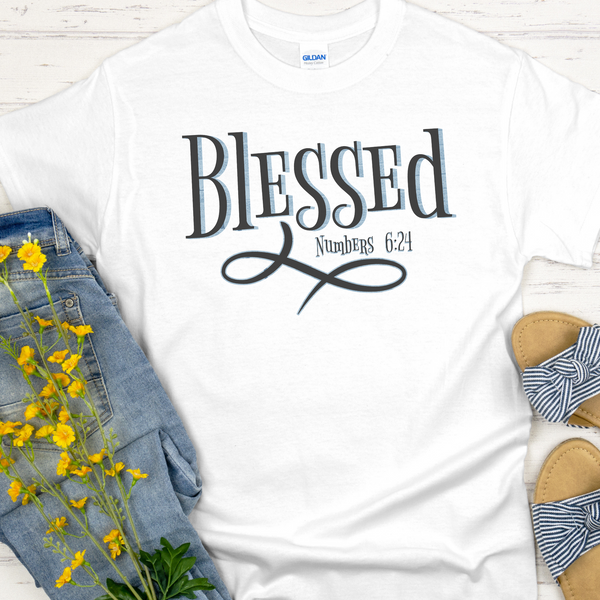 white Bible Verse Unisex T-Shirt | Inspiring Sobriety |  Blessed Numbers 6:24