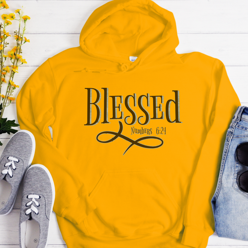 yellow gold Bible Verse Unisex Hoodie | Inspiring Sobriety |  Blessed Numbers 6:24