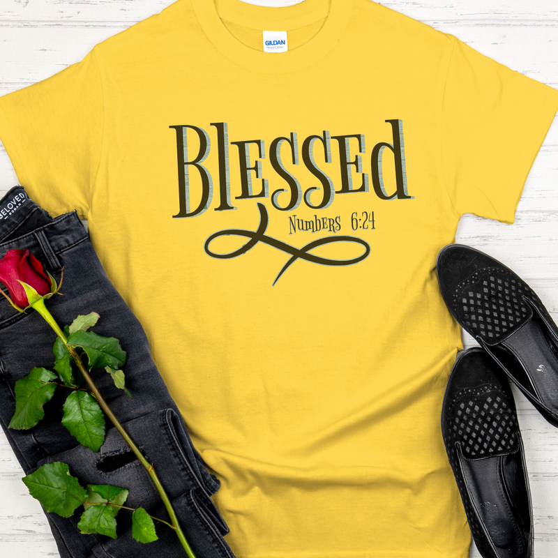 yellow Bible Verse Unisex T-Shirt | Inspiring Sobriety |  Blessed Numbers 6:24