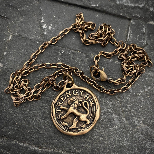 Bronze Lion Strength Necklace | Inspiring Sobriety