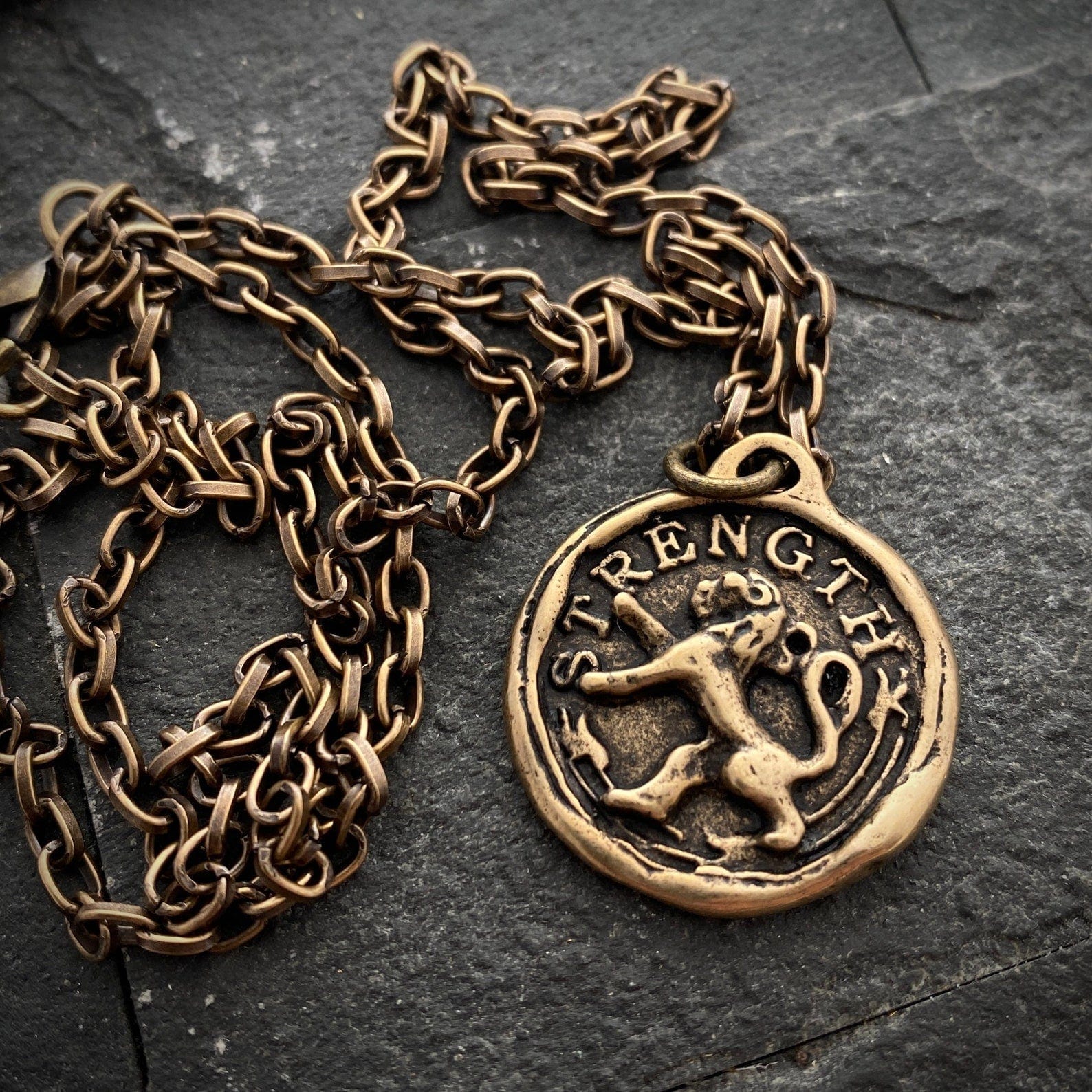 Bronze Lion Strength Necklace | Inspiring Sobriety
