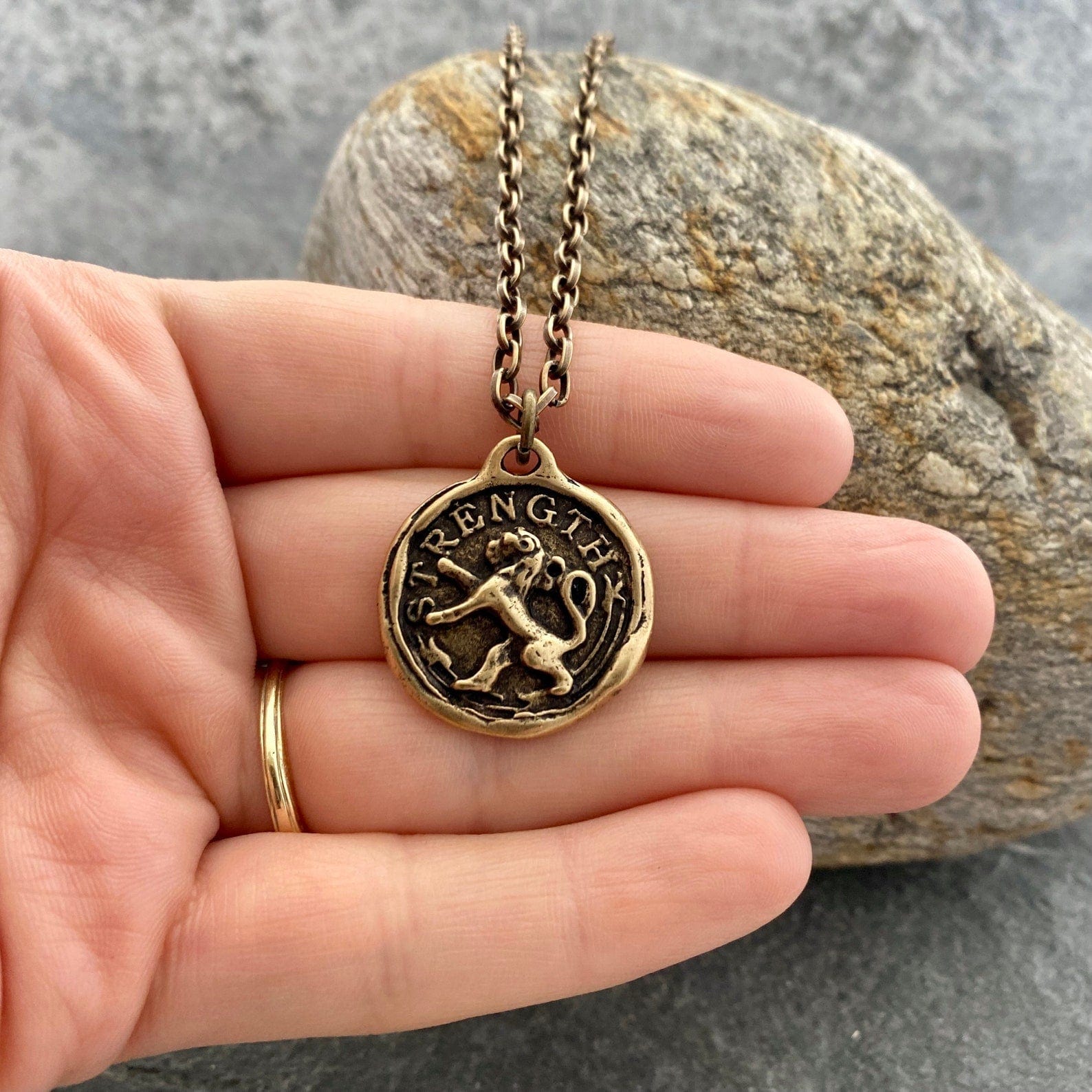 Bronze Lion Strength Necklace | Inspiring Sobriety