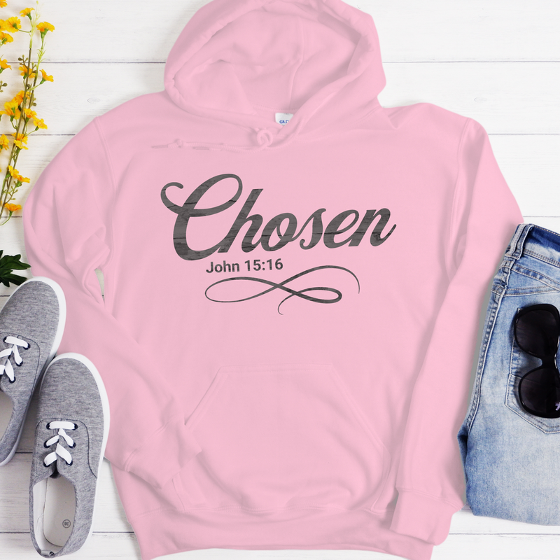 pink Bible Verse Unisex Hoodie | Inspiring Sobriety | Chosen John 15:16