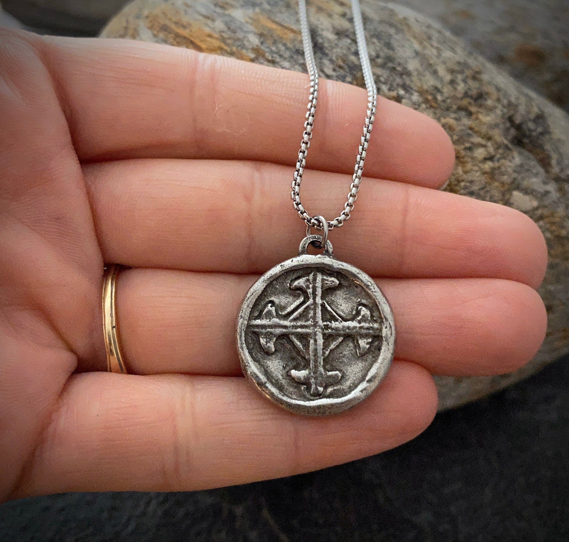 Pewter Serenity Prayer Pendant and SS Necklace | Inspiring Sobriety