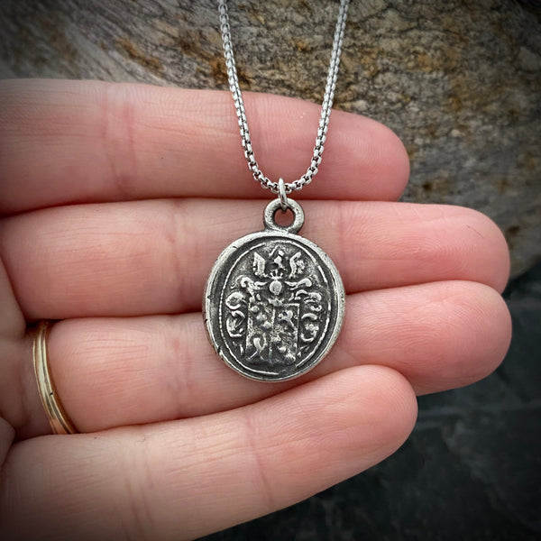 Antique Seal Pewter Charm Necklace | Inspiring Sobriety