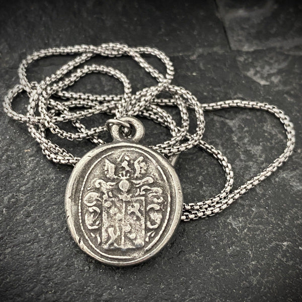 Antique Seal Pewter Charm Necklace | Inspiring Sobriety