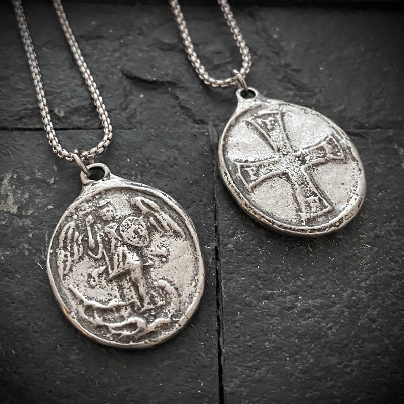 St. Michael and Cross Medal Necklace | Inspiring Sobriety