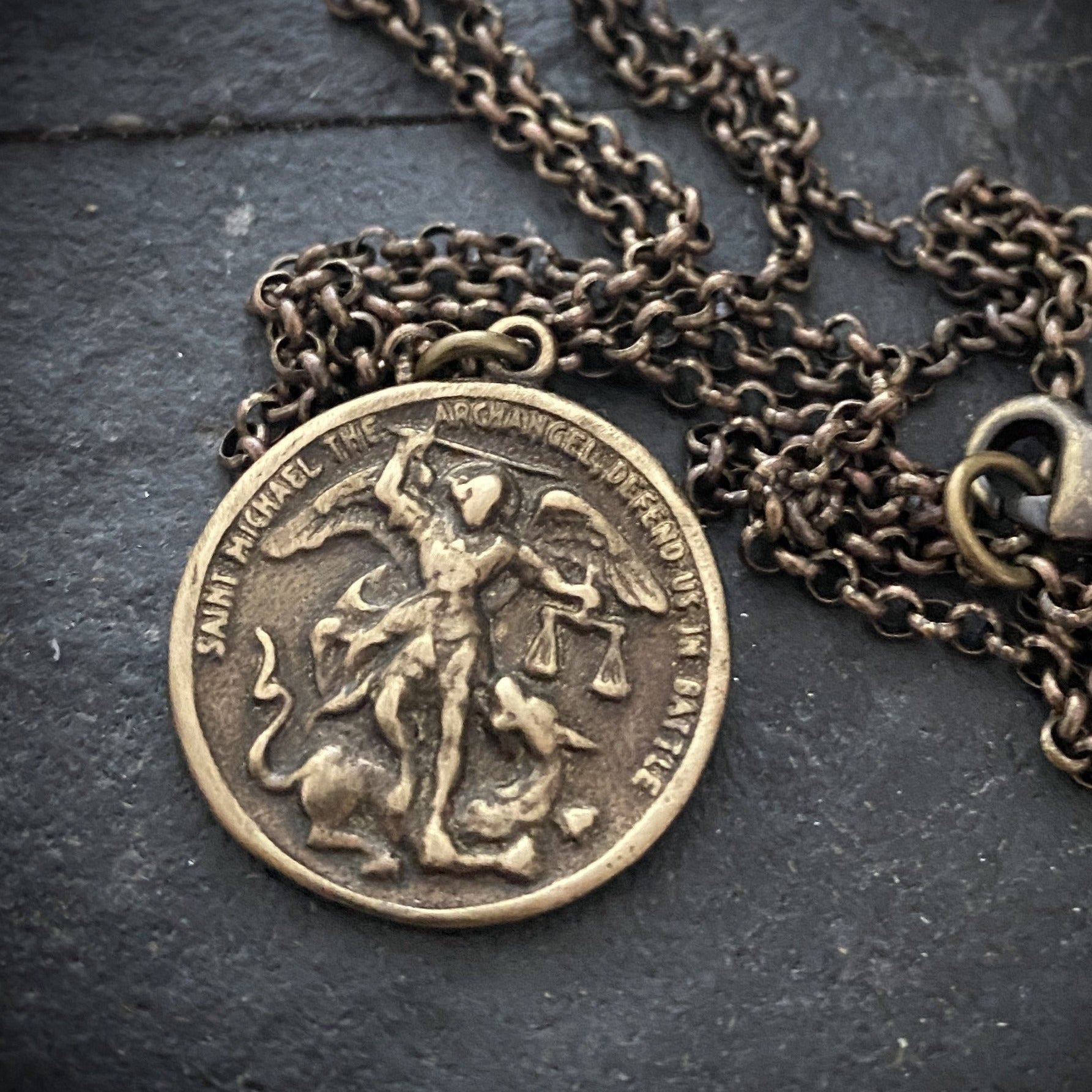 St. Michael Solid Bronze Medal Pendant | Inspiring Sobriety