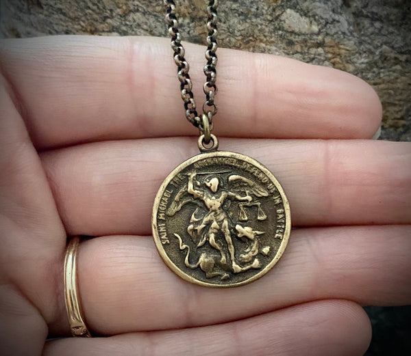 St. Michael Solid Bronze Medal Pendant | Inspiring Sobriety