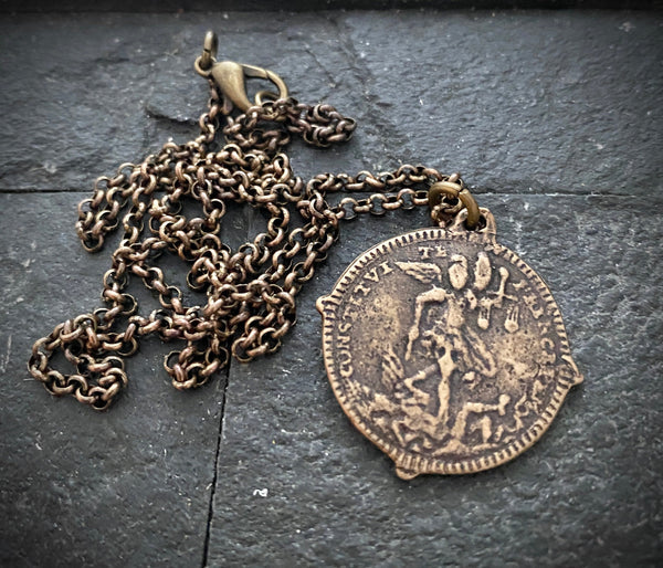 St. Michael  Bronze Cross Necklace | Inspiring Sobriety
