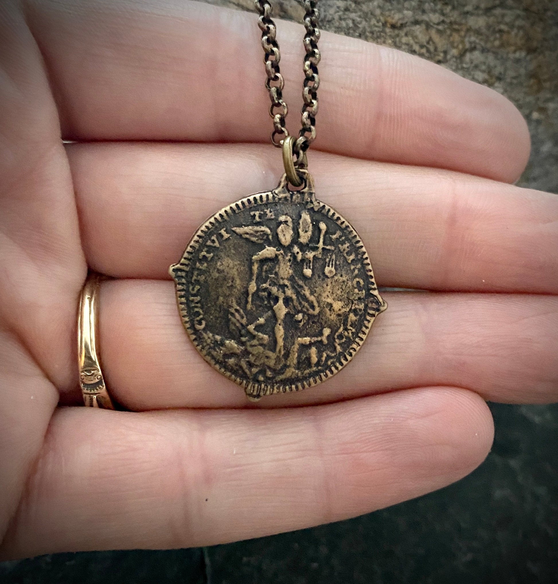St. Michael  Bronze Cross Necklace | Inspiring Sobriety