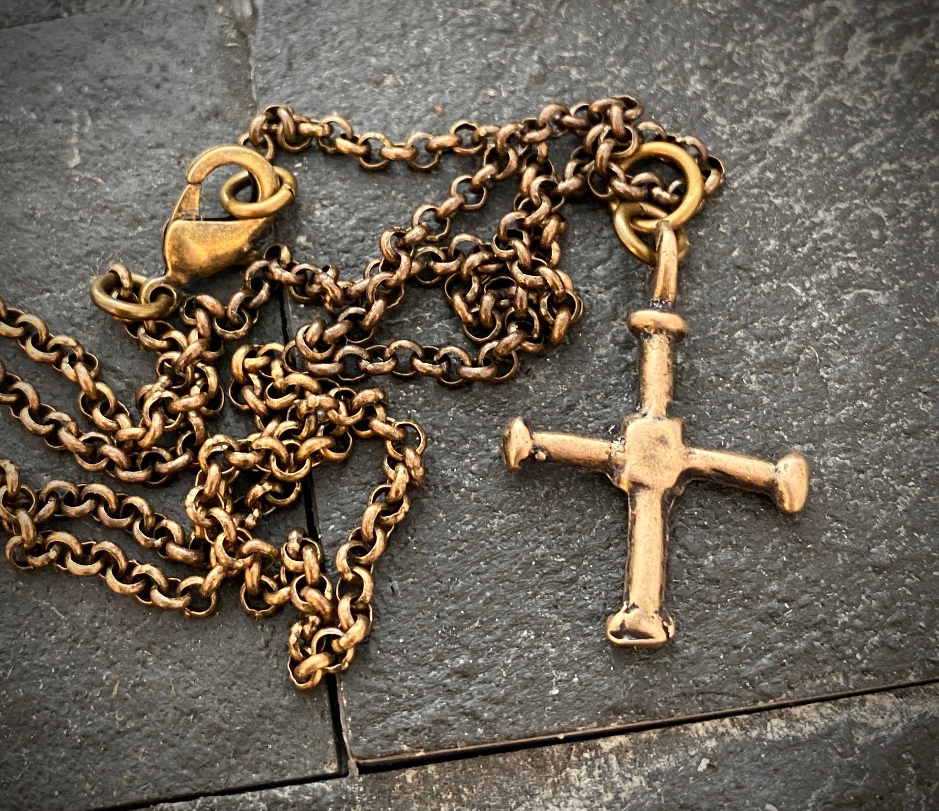 Ancient Viking Cross Antiqued Solid Bronze Necklace | Inspiring Sobriety