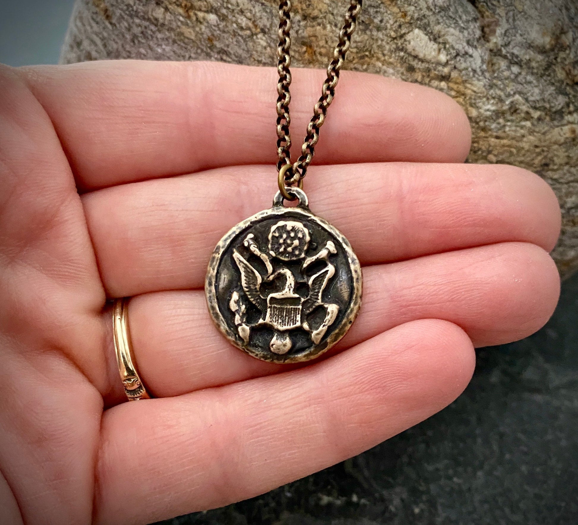 Solid Bronze Eagle Necklace | Inspiring Sobriety