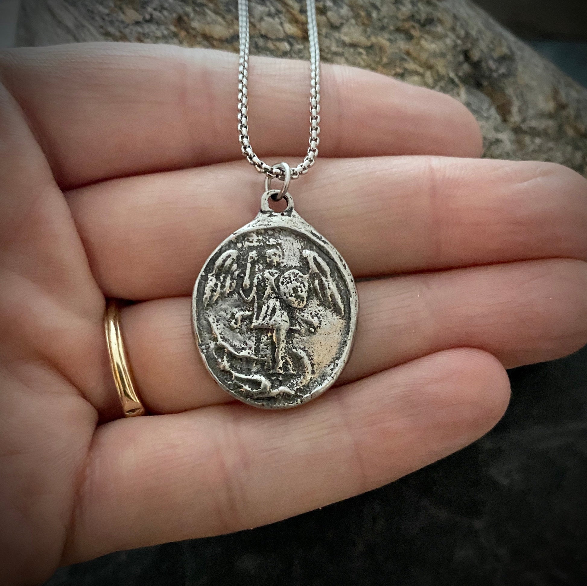 St. Michael and Cross Medal Necklace | Inspiring Sobriety