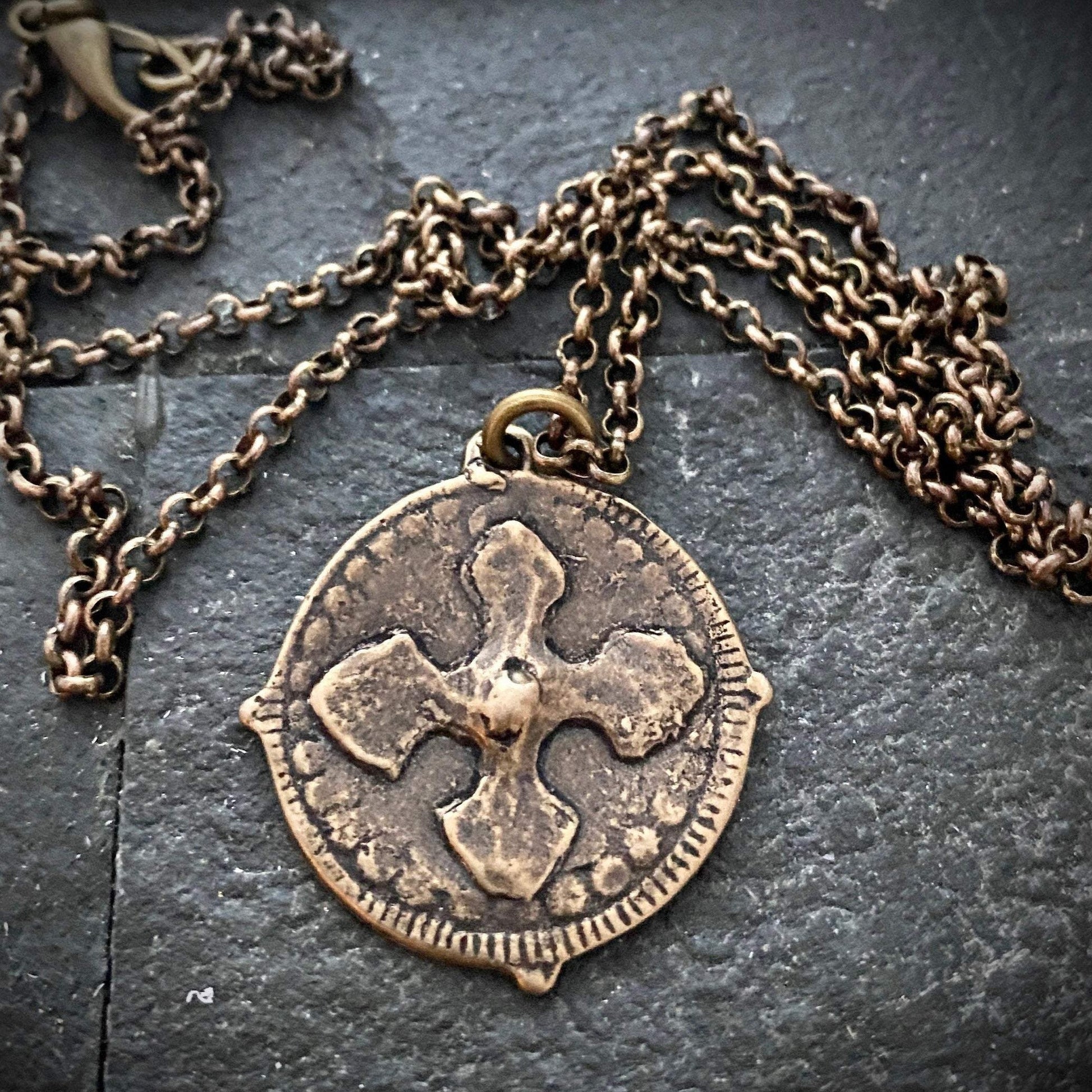 St. Michael  Bronze Cross Necklace | Inspiring Sobriety