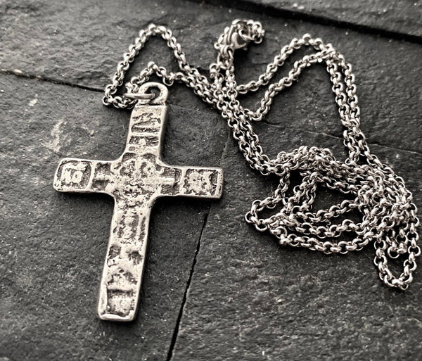 Ancient Medieval Pewter Cross Necklace | Inspiring Sobriety
