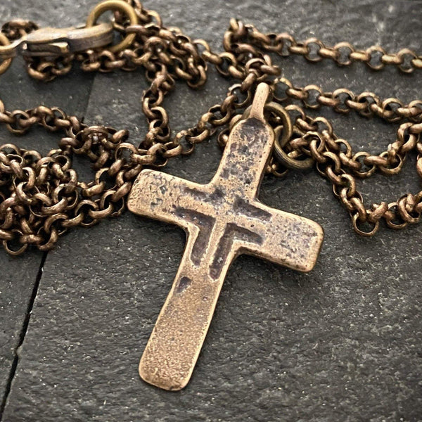 Vintage Medieval Bronze Cross Necklace | Inspiring Sobriety