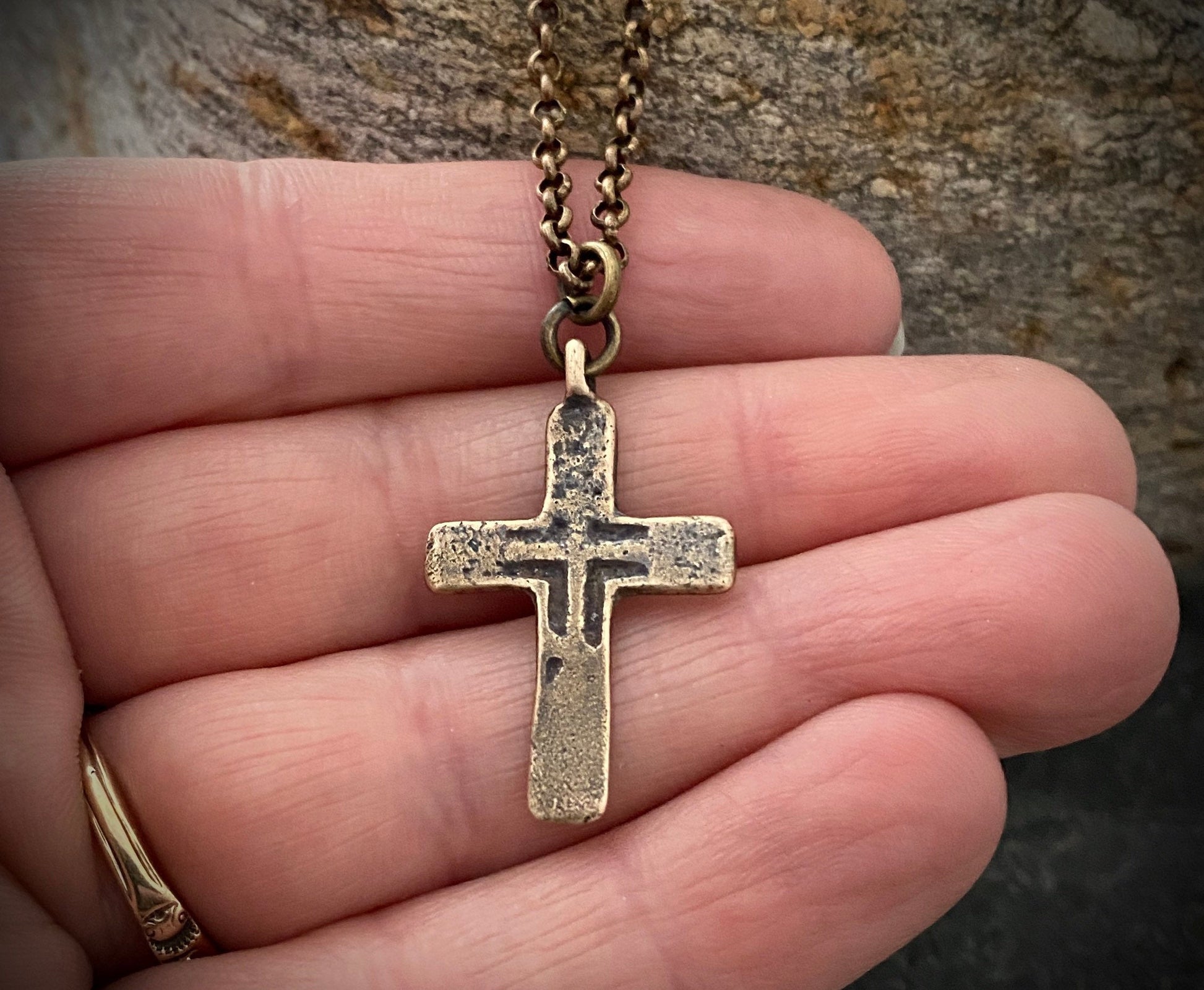 Vintage Medieval Bronze Cross Necklace | Inspiring Sobriety