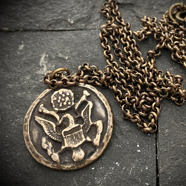 Solid Bronze Eagle Necklace | Inspiring Sobriety