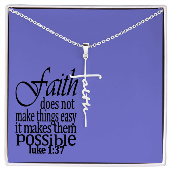 faith cross necklace  luke 1:37