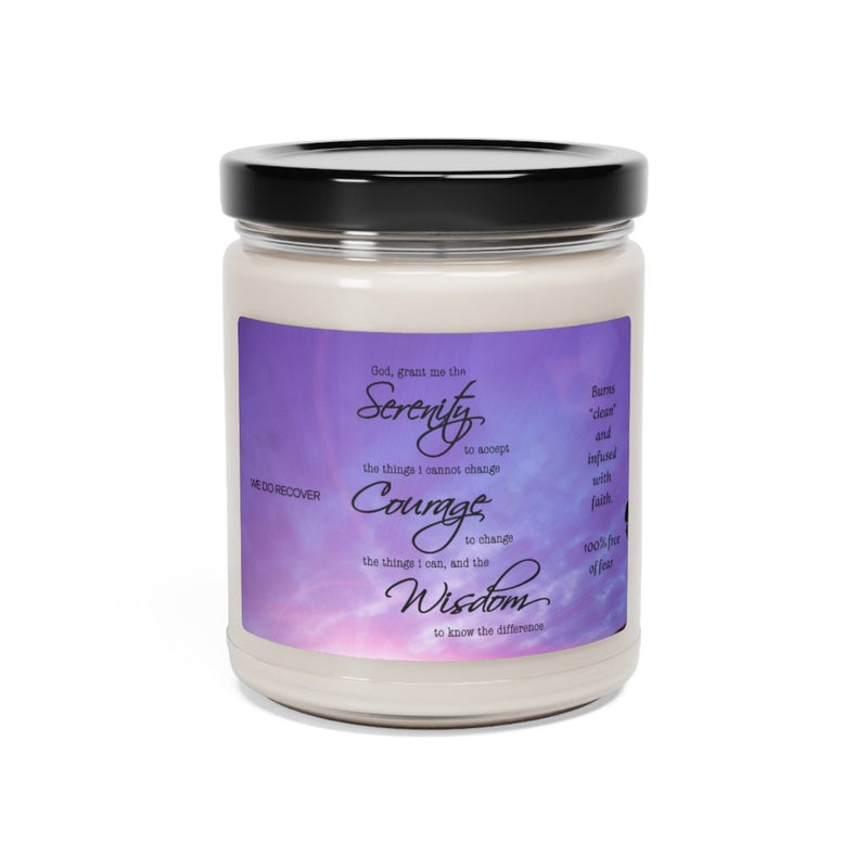 serenity prayer candle (purple)   - scented soy candle, 9oz