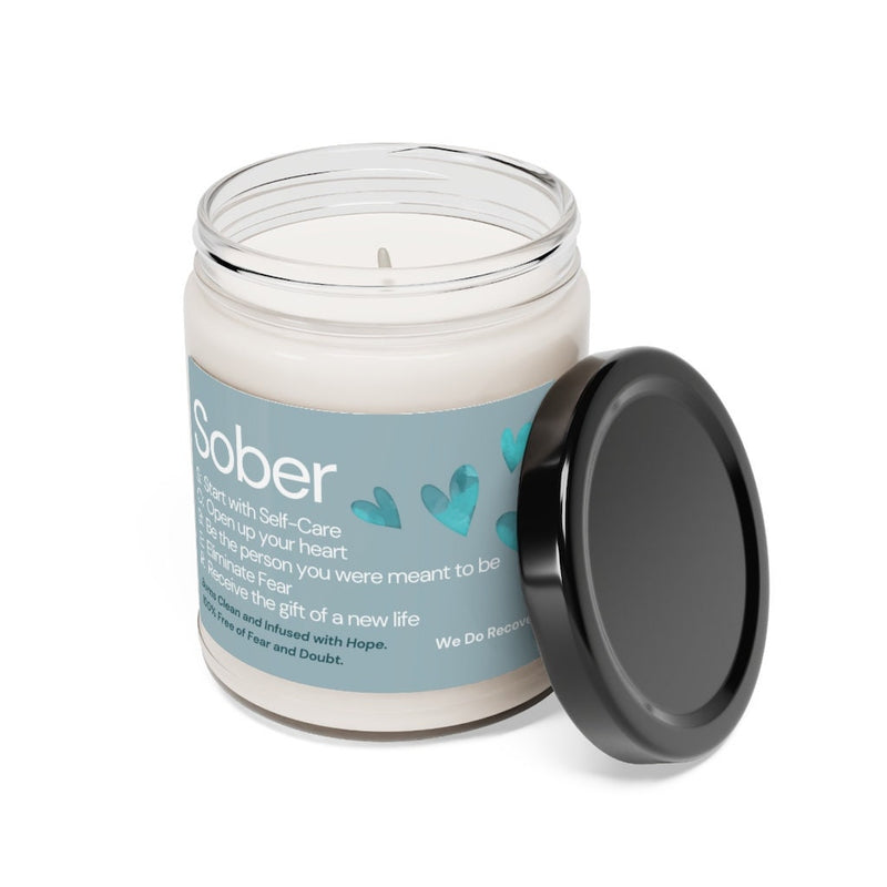 sobriety and recovery candle  "sober" acronym - scented soy candle, 9oz
