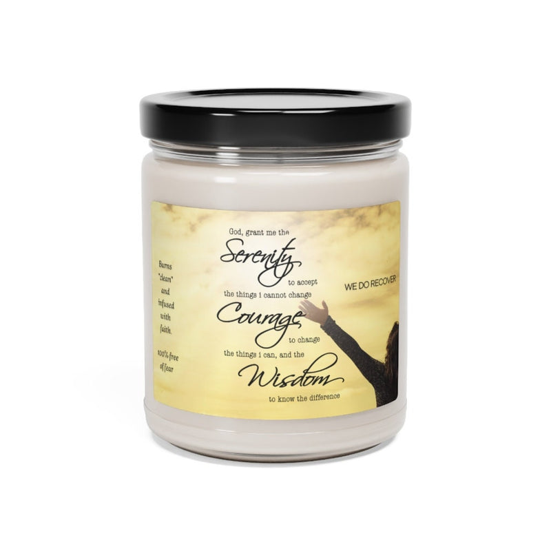 serenity prayer candle (yellow)   - scented soy candle, 9oz