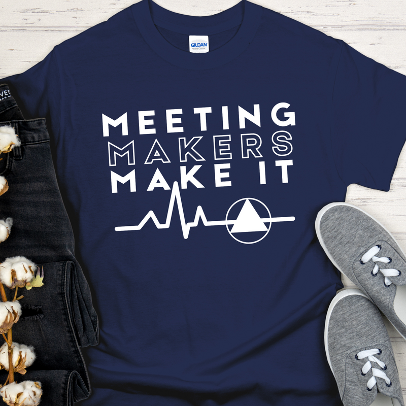 navy blue AA NA Recovery Unisex T-Shirt | Inspiring Sobriety | Meeting Makers Make It