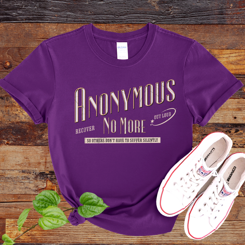 purple Recovery Unisex T-Shirt | Inspiring Sobriety |  Anonymous No More , Recover Out Loud