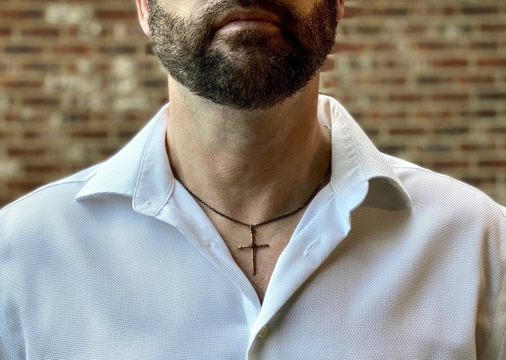 Solid Bronze Simple Rope Cross Necklace | Inspiring Sobriety