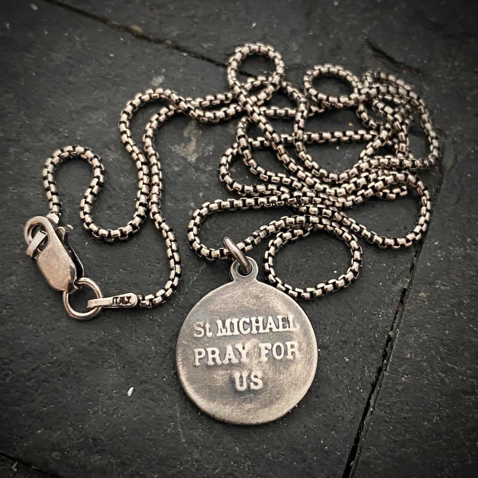 Sterling Silver St. Michael Vintage Style Medal and Necklace | Inspiring Sobriety