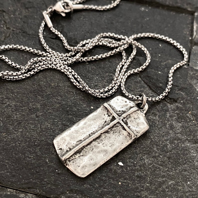 Pewter "The Lord's Prayer" w/ Ancient Cross Pendant and SS Necklace | Inspiring Sobriety